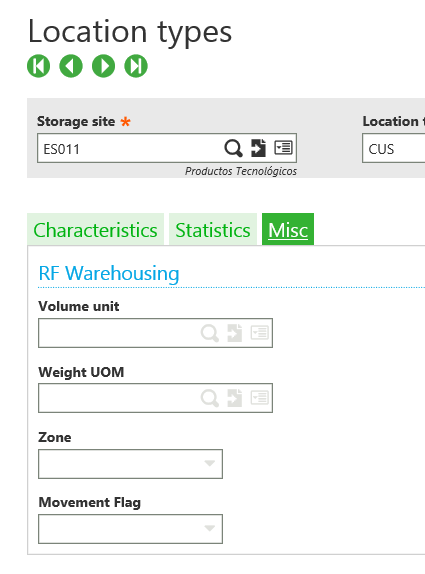 Sage X3 Location Type Misc Tab