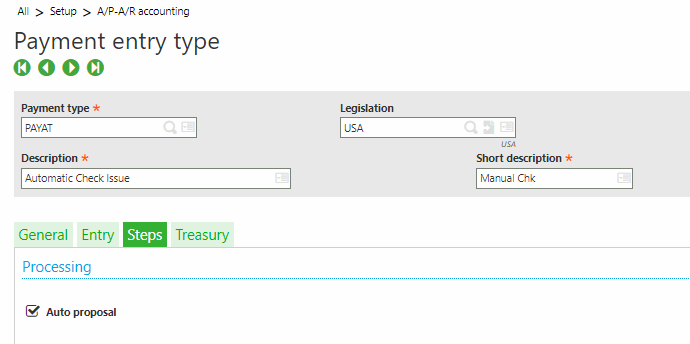 Sage X3 Payment Entry Type
