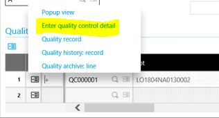 Sage X3 Quality Control Detail