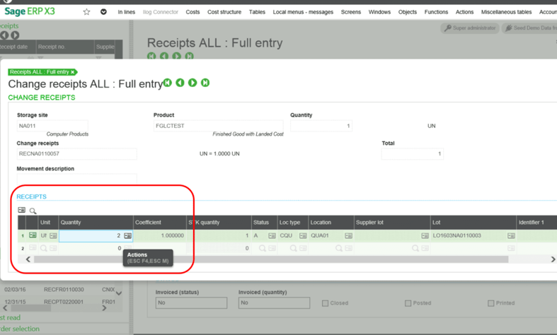 Sage X3 Receipt Modifs