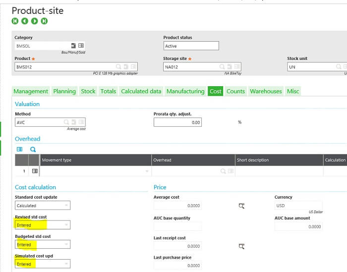 How to Correct the Material Cost in Sage X3