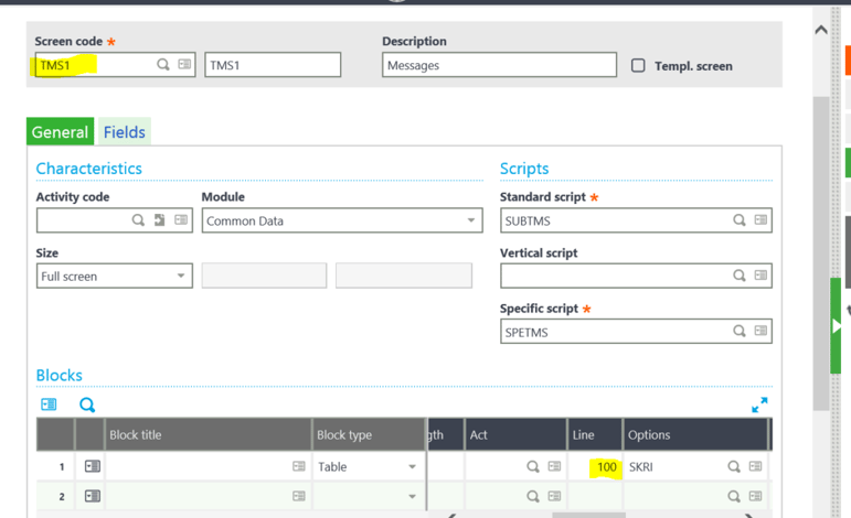 Sage X3 Update Screen Code