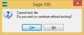 Sage100c File Cannot be Locked