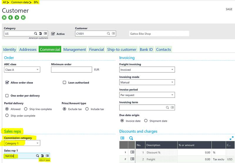 Commissions in Sage X3