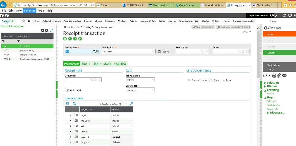 Sage X3 Validate Entry Transactions