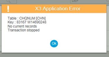 X3 Application Error