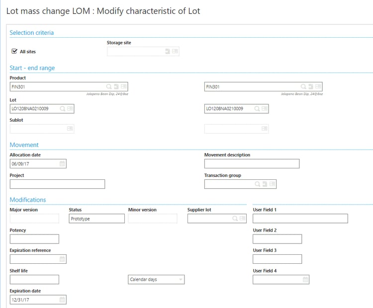 Sage X3 Mass Change Function