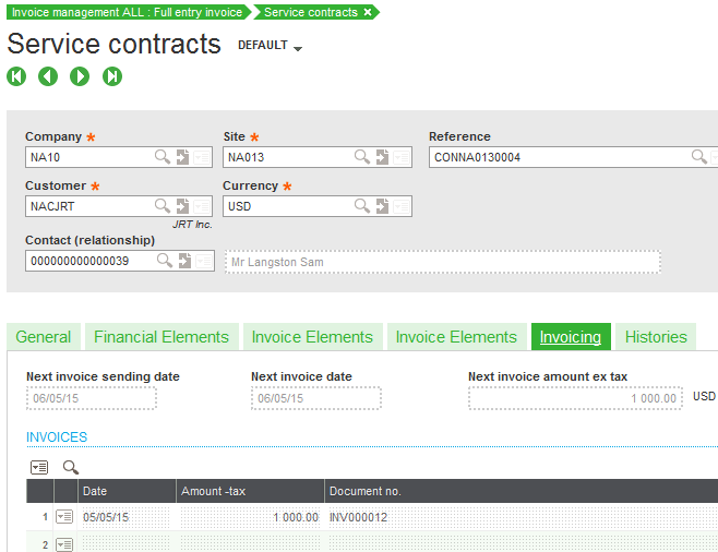 Sage X3 Service Contract History
