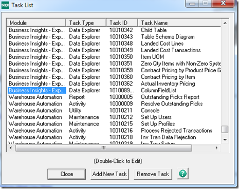 Sage 500 ERP Task List