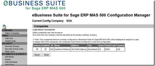 Sage 500 eBusiness Suite Configuration