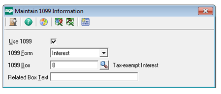 1099 info maintainance screen sage 500