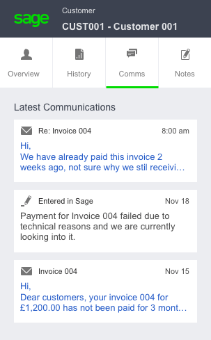 Sage Customer Contact Info