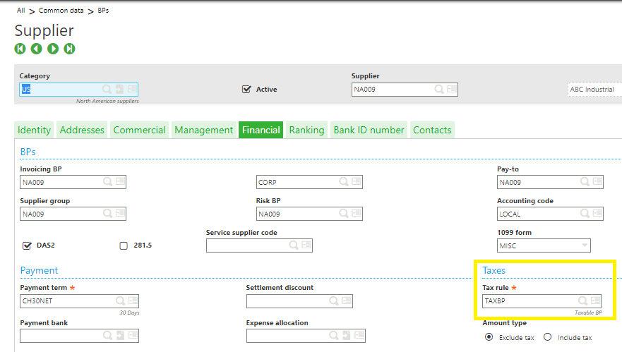 How to Setup Purchase or Sales Tax for a Product in Sage X3