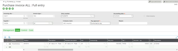 How to Setup Purchase or Sales Tax for a Product in Sage X3