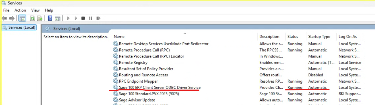 How to Set Up Client Service ODBC Driver and Service for Sage 100 Advanced