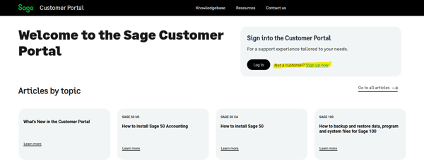 Sage Customer Portal Sign Up