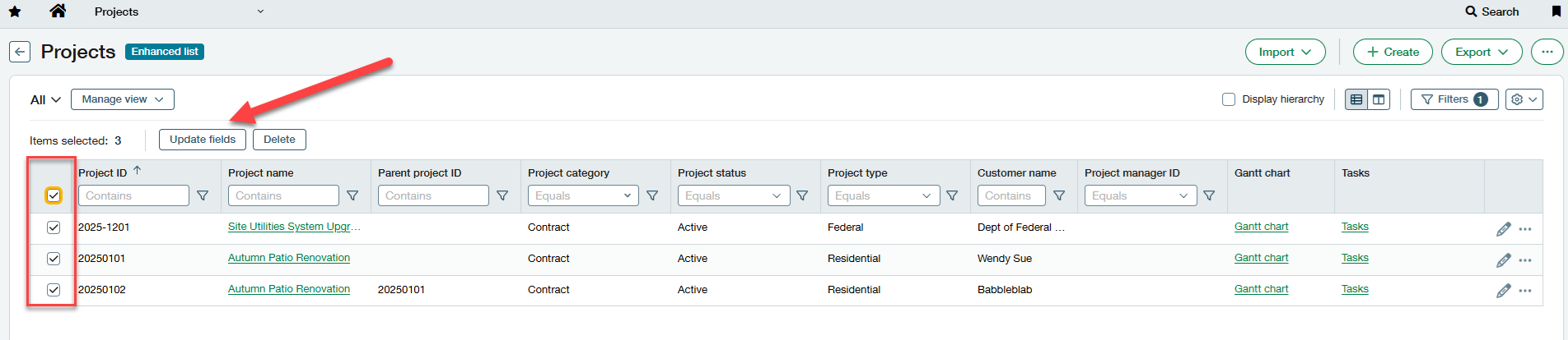 How to Update Bulk Fields in Projects in Sage Intacct