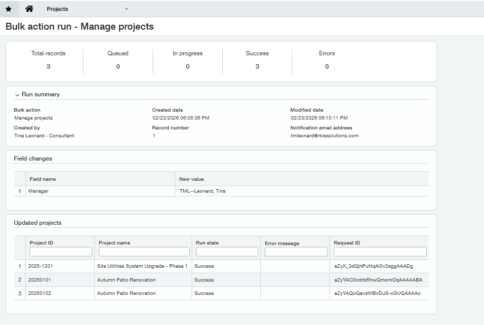 How to Update Bulk Fields in Projects in Sage Intacct