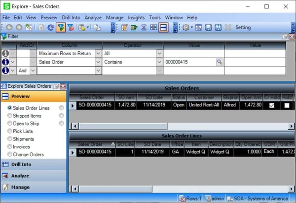 Sage 500 Business Insights View