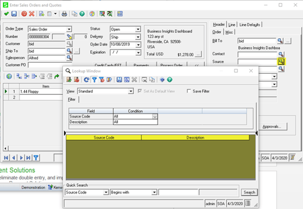 Sage 500 disabling Load Data Immediately