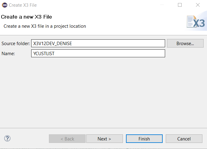 WS2 Create new X3 file