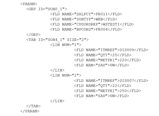 XML object example