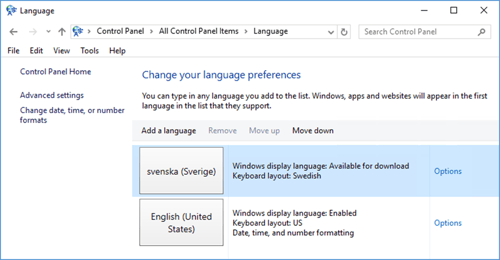 change your language preferences