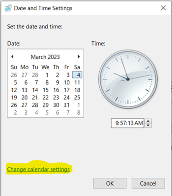 date and time settings