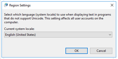 Region Settings- select English
