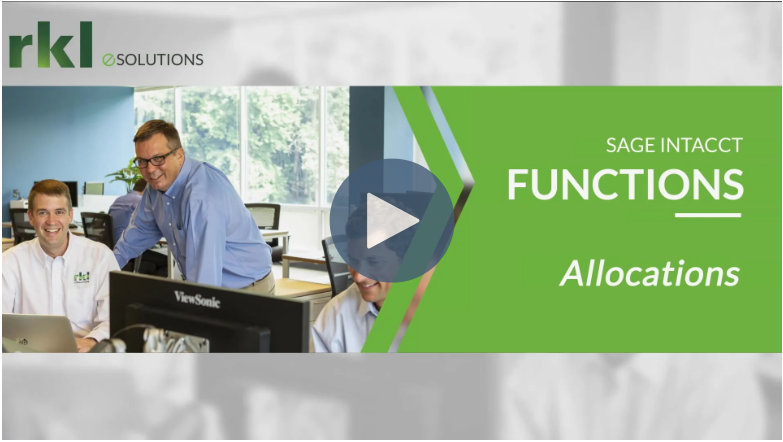 Sage Intacct Functions: Allocations - Video Thumbnail