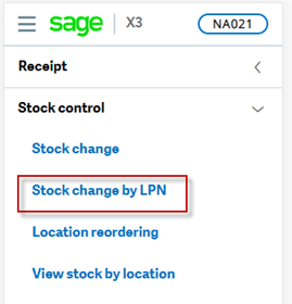 Sage X3 R3 Automated Data Collection (ADC) stock detail view