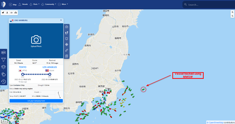 vessel tracked by MMSI#