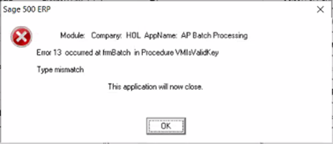 Error 13 occurred at frmBatch 