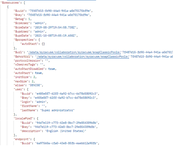 Sample of SOAP pool resource details